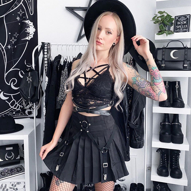 Dark Functional Wind Punk Girl Pleated Skirt High Waist Tooling Bf Cool Ring Skirt Skirt Trend Dark Functional Wind Punk Girl Pleated Skirt High Waist Tooling Bf Cool Ring Skirt Skirt Trend
